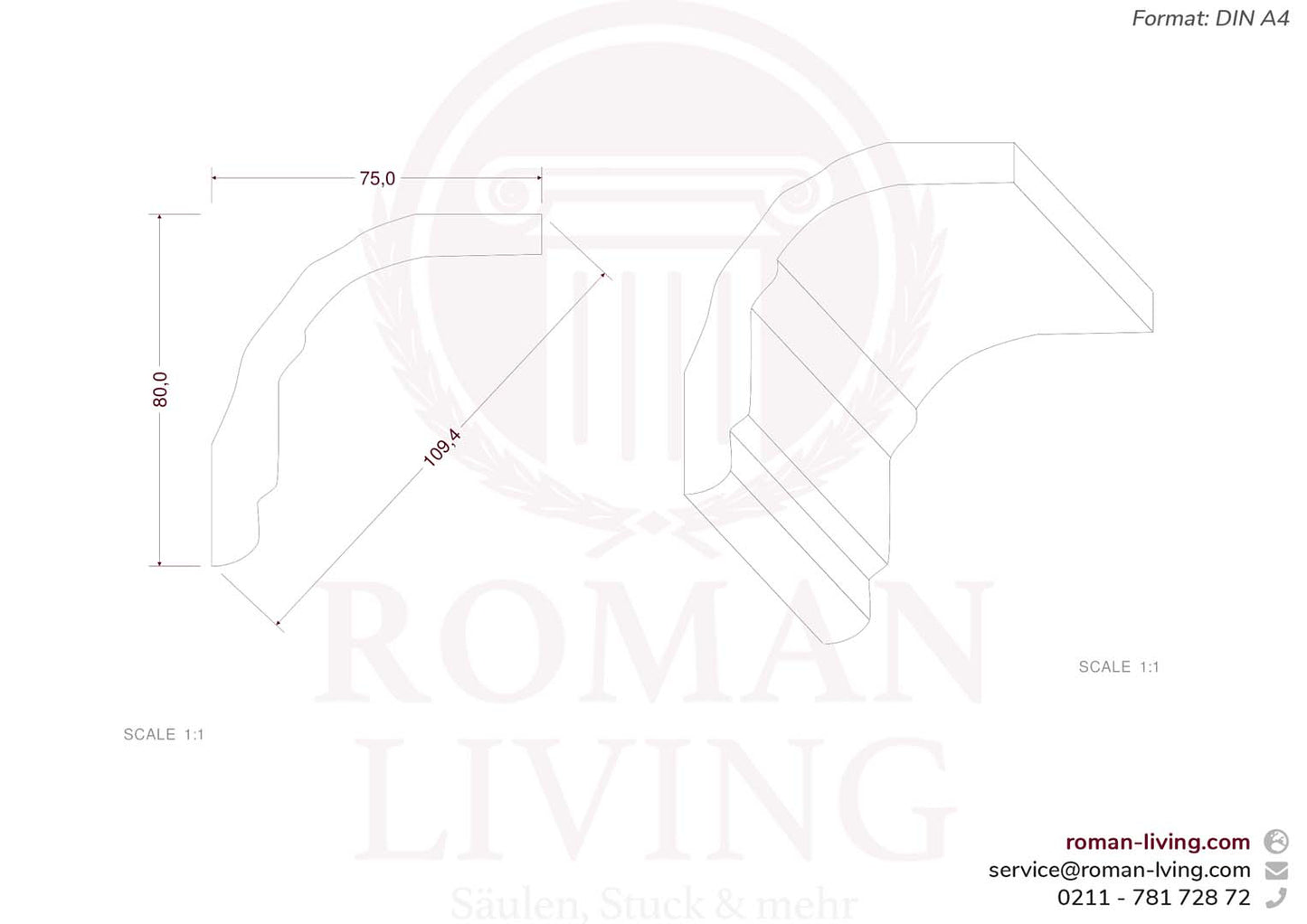 Stuckleiste Bologna 1 m