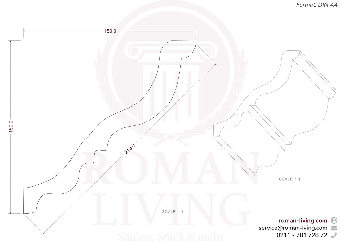 Stuckleiste Terni 1 m
