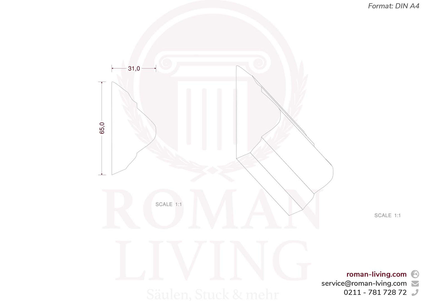 Flachleiste "Foligno" 1 m